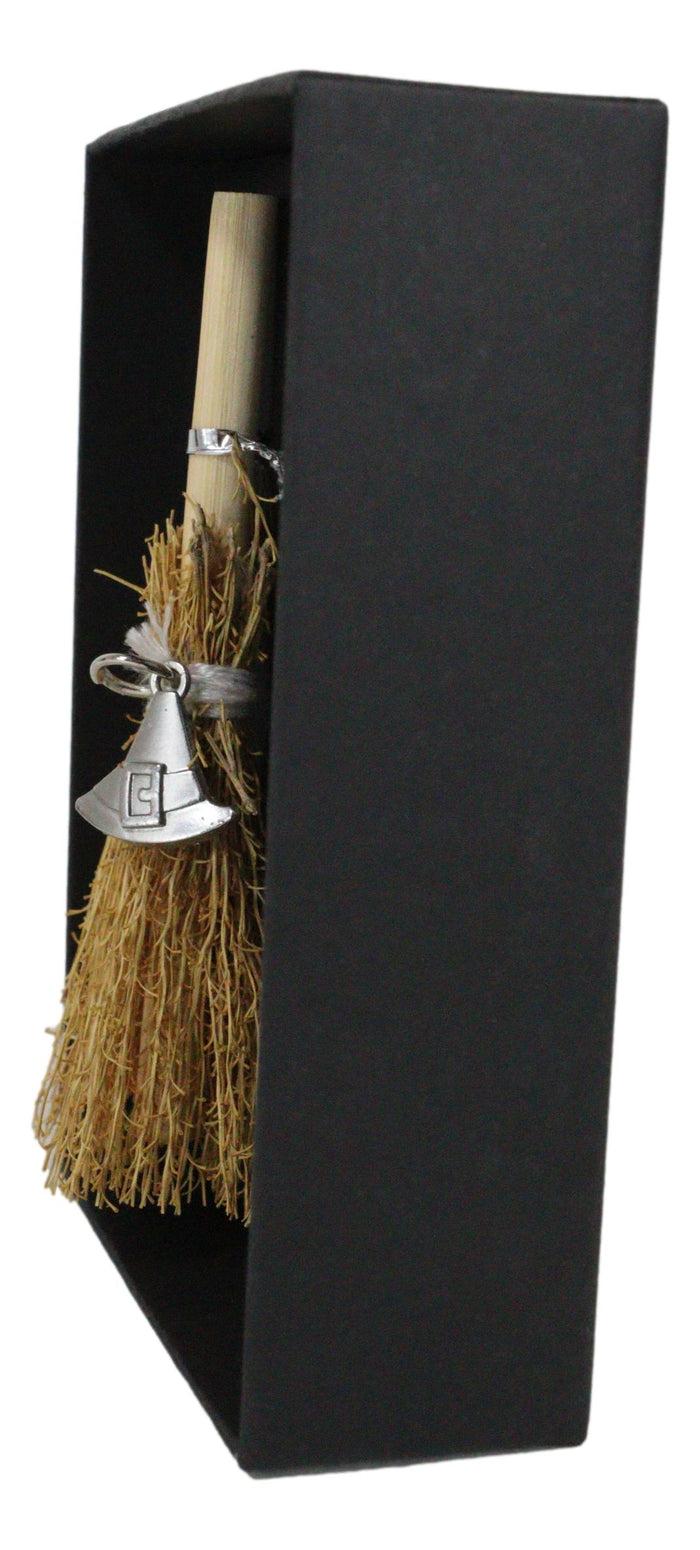 Ebros Gift Wicca Witch Broom Magick Broomstick With Sorcerer Magic Hat Pendant Lucky Charm