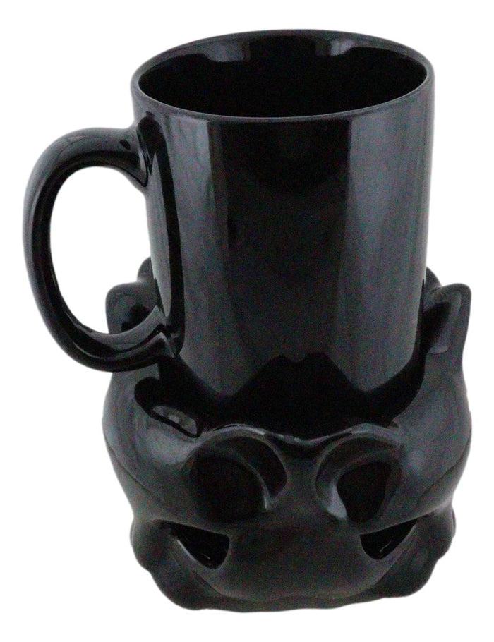 Ebros Gift Wicca Witch Feline Cat Black Cup With Candle Holder Mug Warmer Shadow Caster Set