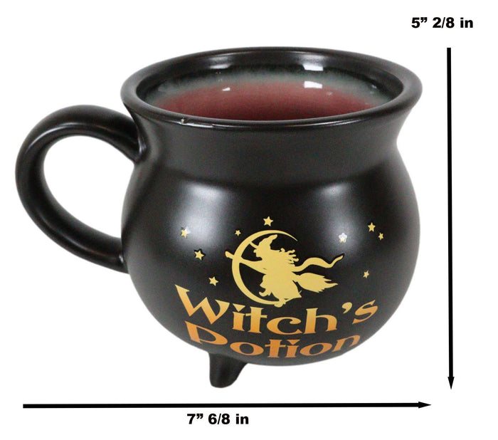 Ebros Gift Wicca Witch Potion Broomstick Flight Ceramic Mug Or Bowl 32oz With Wooden Spoon