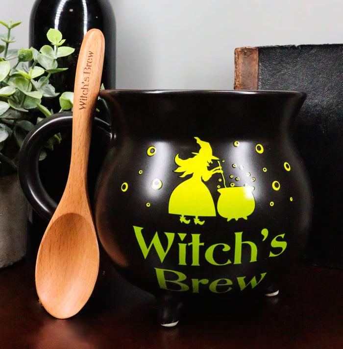 Ebros Gift Wicca Witch's Brew Alchemy Magic Cauldron Soup Bowl Large Coffee Mug With Spoon