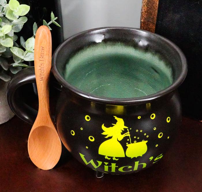 Ebros Gift Wicca Witch's Brew Alchemy Magic Cauldron Soup Bowl Large Coffee Mug With Spoon