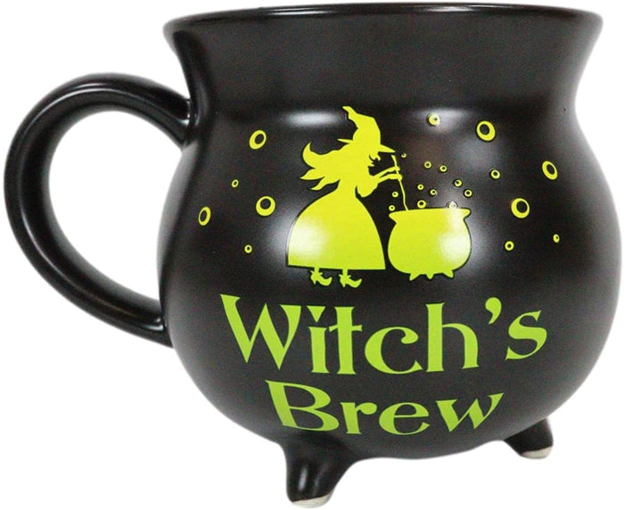 Ebros Gift Wicca Witch's Brew Alchemy Magic Cauldron Soup Bowl Large Coffee Mug With Spoon