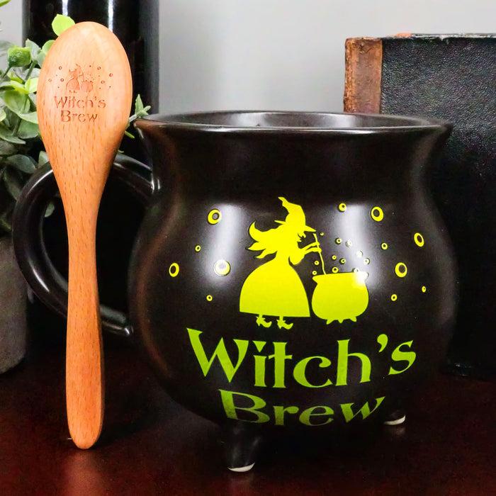 ebros gift Wicca Witch's Brew Alchemy Magic Cauldron Soup Bowl Large Coffee Mug With Spoon