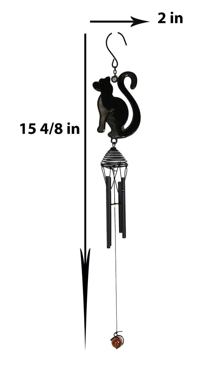 Ebros Gift Wicca Witchcraft Black Cat Shadow Profile Stained Glass Wind Chime Suncatcher