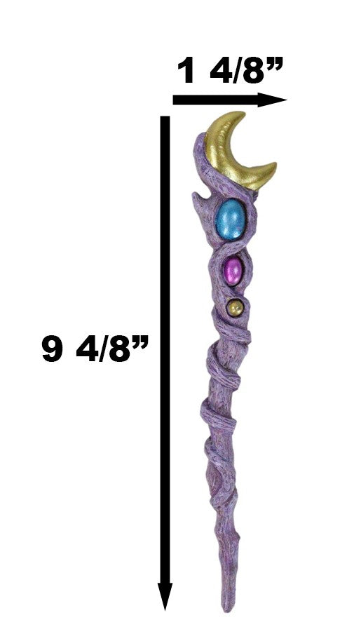 Ebros Gift Wicca Witchcraft Celestial Moon Stone Cosplay Wand 9.5" Accessory Fantasy Decor