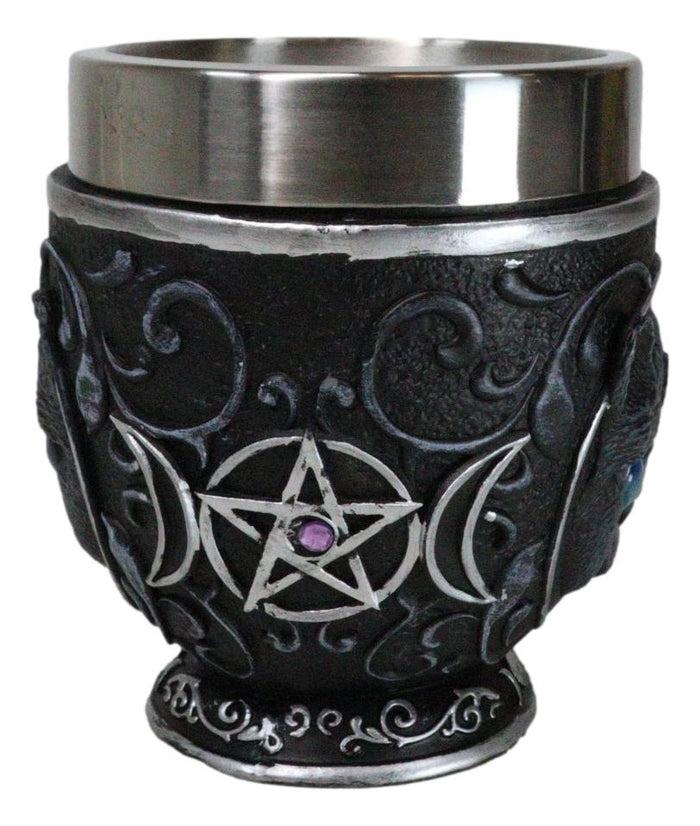 Ebros Gift Wicca Witchcraft Pentagram Black Feline Cat With Triple Moon Tea Cup Mug