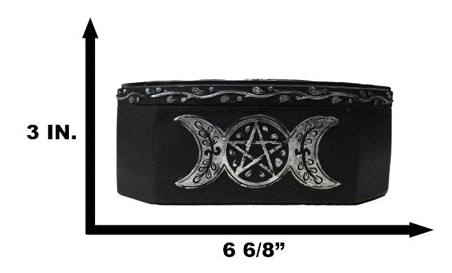 Ebros Gift Wiccan Celestial Sacred Crescent Full Moon Triple Moons Decorative Trinket Box