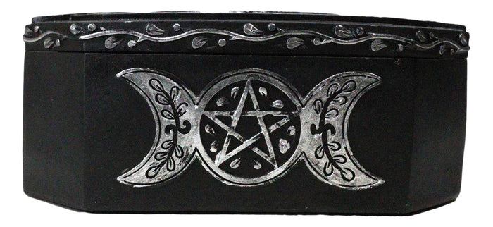 Ebros Gift Wiccan Celestial Sacred Crescent Full Moon Triple Moons Decorative Trinket Box