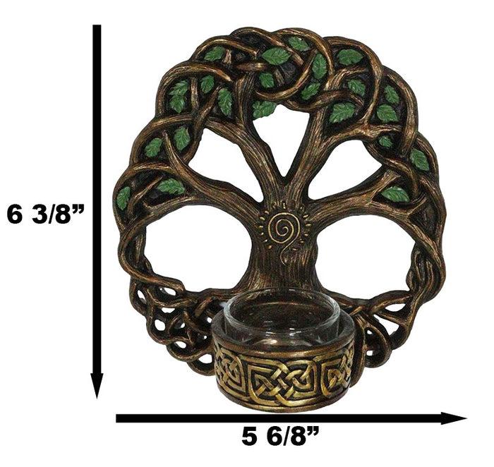 Ebros Gift Wiccan Celtic Knotwork Tree Of Life Votive Candleholder Wall Sconce Plaque Decor