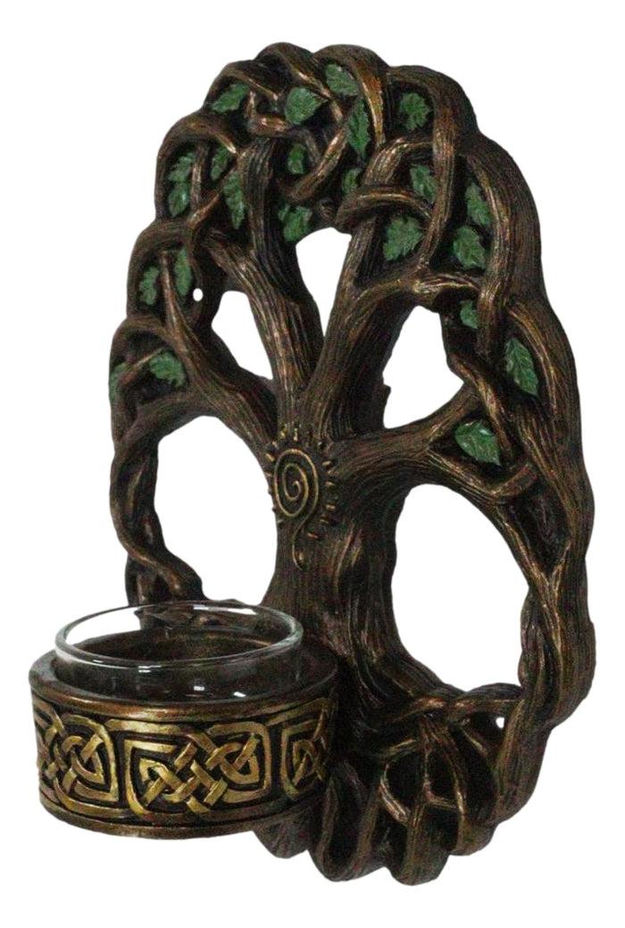 Ebros Gift Wiccan Celtic Knotwork Tree Of Life Votive Candleholder Wall Sconce Plaque Decor