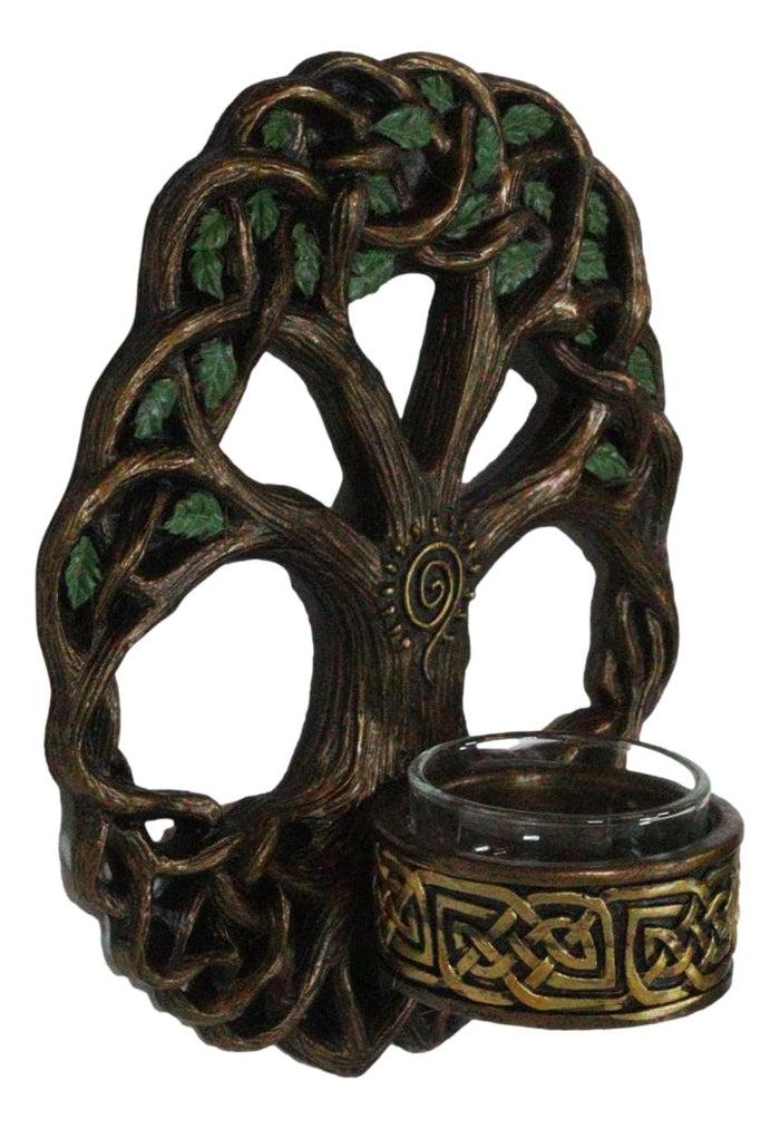 Ebros Gift Wiccan Celtic Knotwork Tree Of Life Votive Candleholder Wall Sconce Plaque Decor