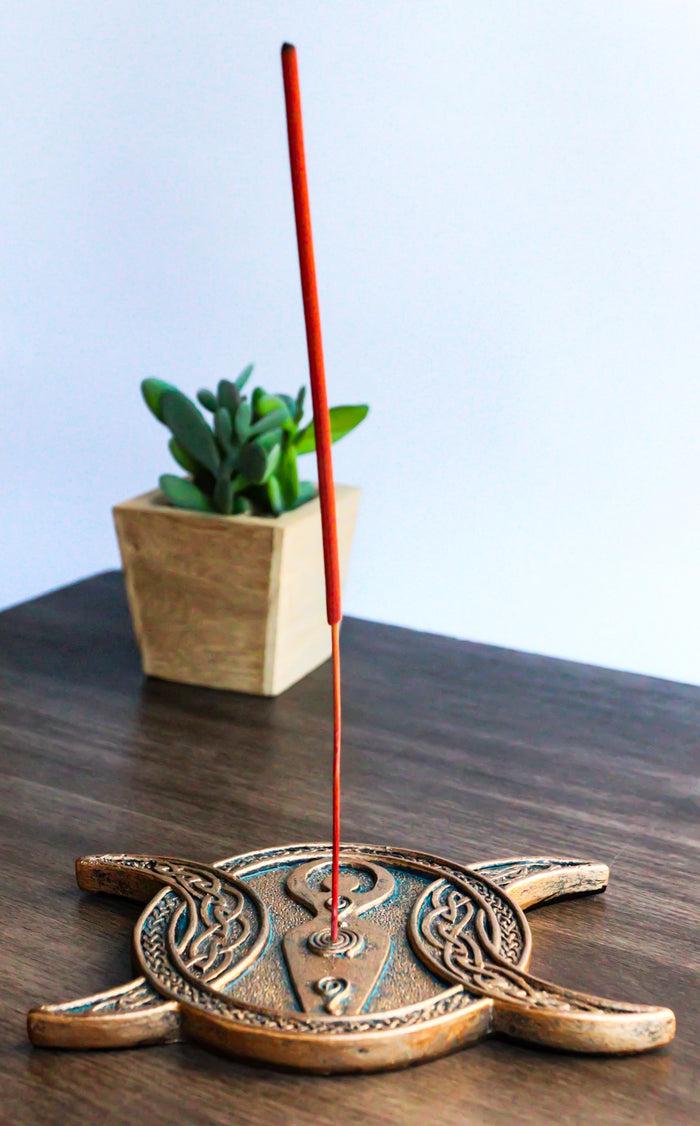 ebros gift Wiccan Sacred Spiral Goddess Triple Moon With Celtic Knotwork Incense Holder
