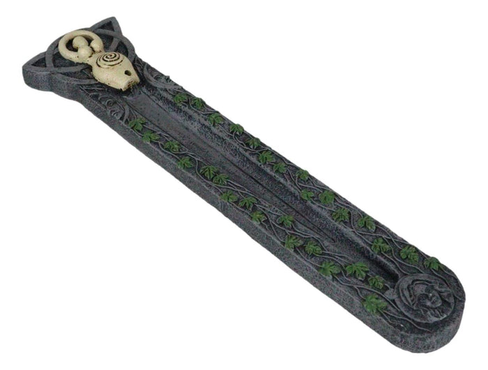 ebros gift Wiccan Shaman Feminine Spiral Goddess Celtic Trinity Ivy Leaves Incense Burner