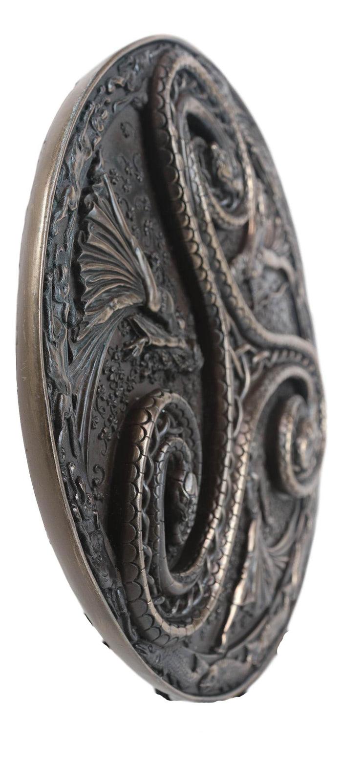 Ebros Gift Wiccan Triple Goddess Triskele Spiral Serpent In Rune Circle Wall Plaque Decor