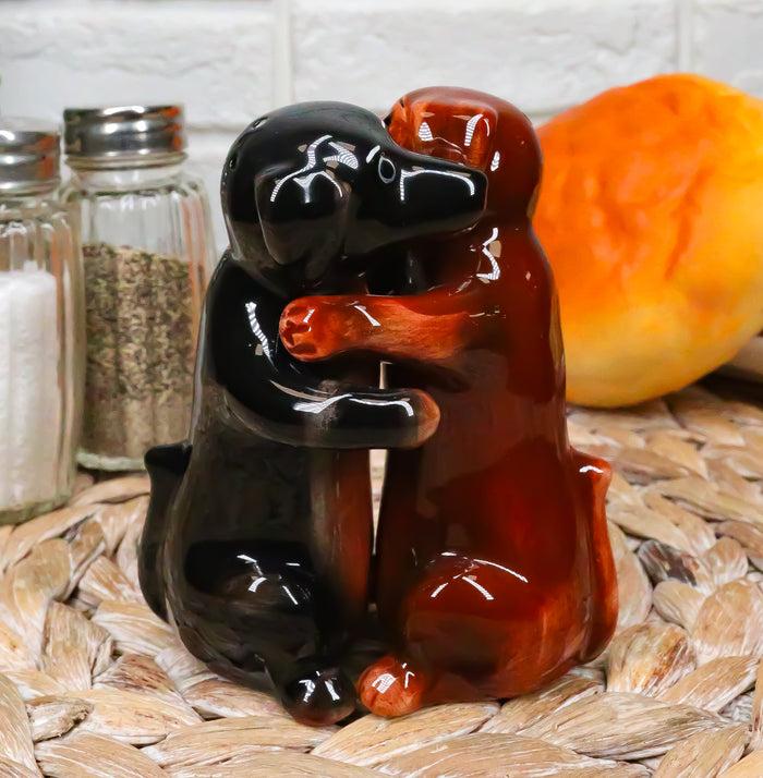 ebros gift Wiener First Dance Dachshund Dogs Hugging Salt and Pepper Shakers Figurine Set