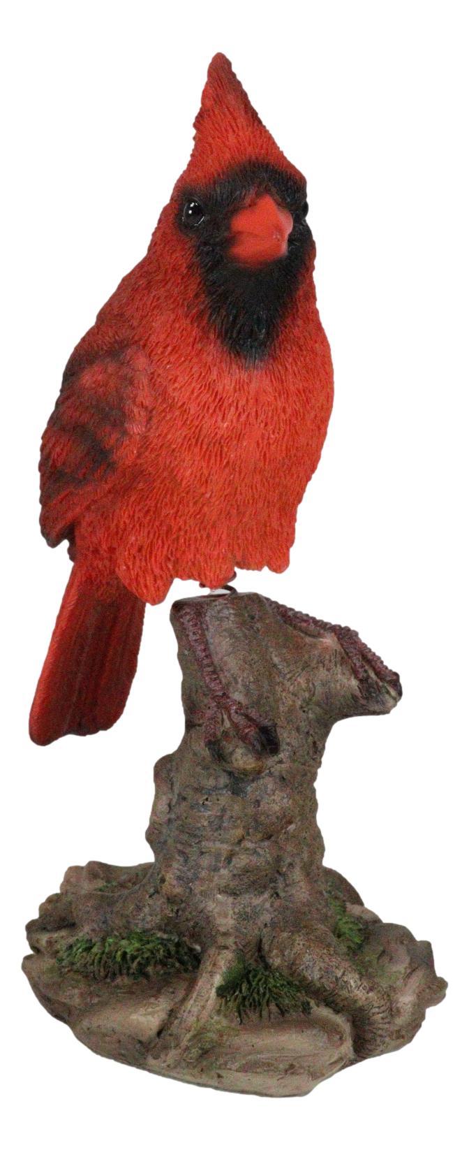 Ebros Gift Wild Northern Red Cardinal Bird Perching On Tree Stump Spring Bouncing Figurine