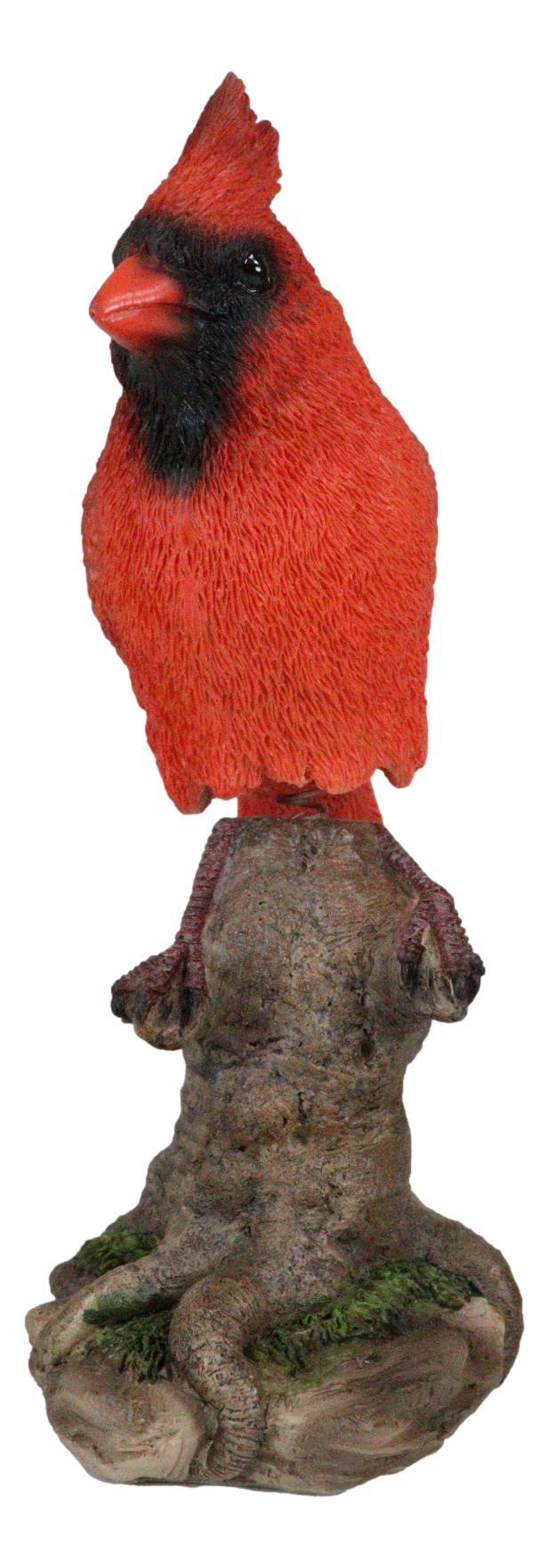 Ebros Gift Wild Northern Red Cardinal Bird Perching On Tree Stump Spring Bouncing Figurine