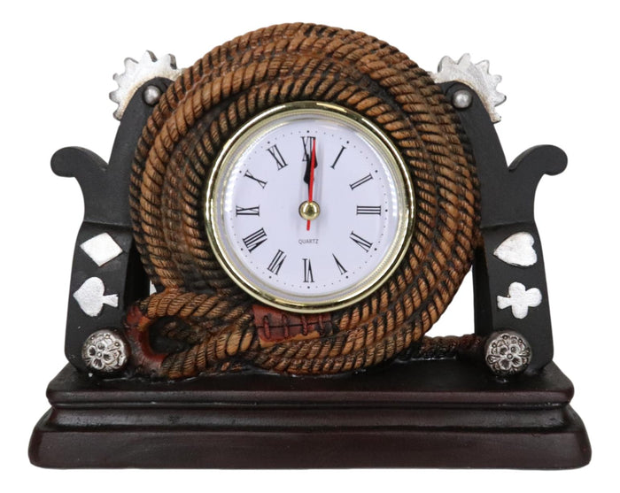 Ebros Gift Wild West Cowboy Heel Spurs With Braided Lasso Ropes Decorative Table Clock