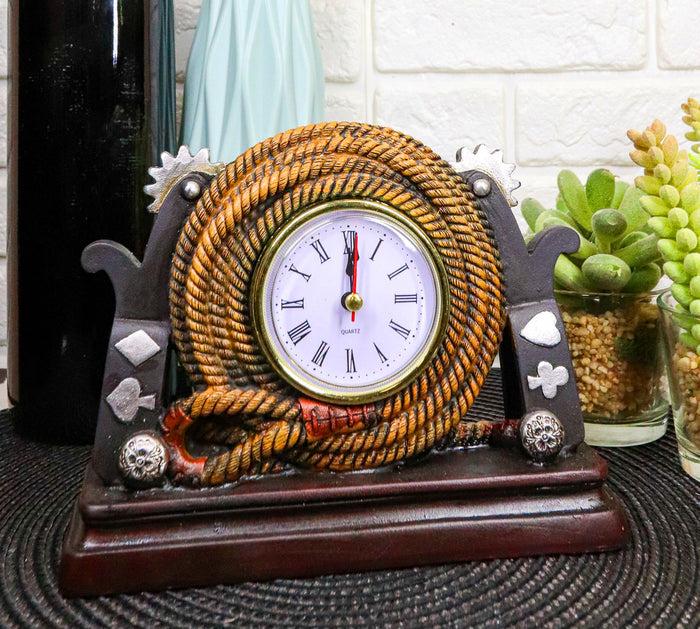 ebros gift Wild West Cowboy Heel Spurs With Braided Lasso Ropes Decorative Table Clock