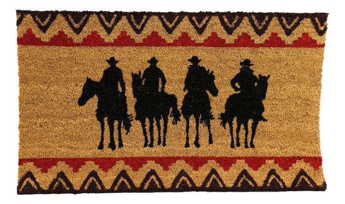 Ebros Gift Wild Western Cowboys Horse Riders Coir Coconut Fiber Floor Mat Doormat 29"X17"