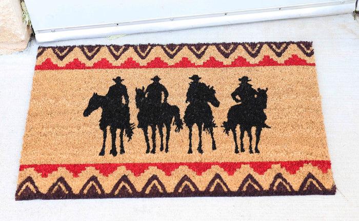 ebros gift Wild Western Cowboys Horse Riders Coir Coconut Fiber Floor Mat Doormat 29"X17"