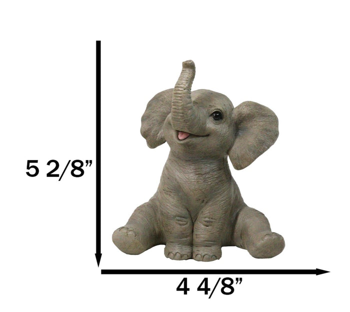 Ebros Gift Wildlife African Savanna Elephant Young Calf With Trunk Up Figurine 5"