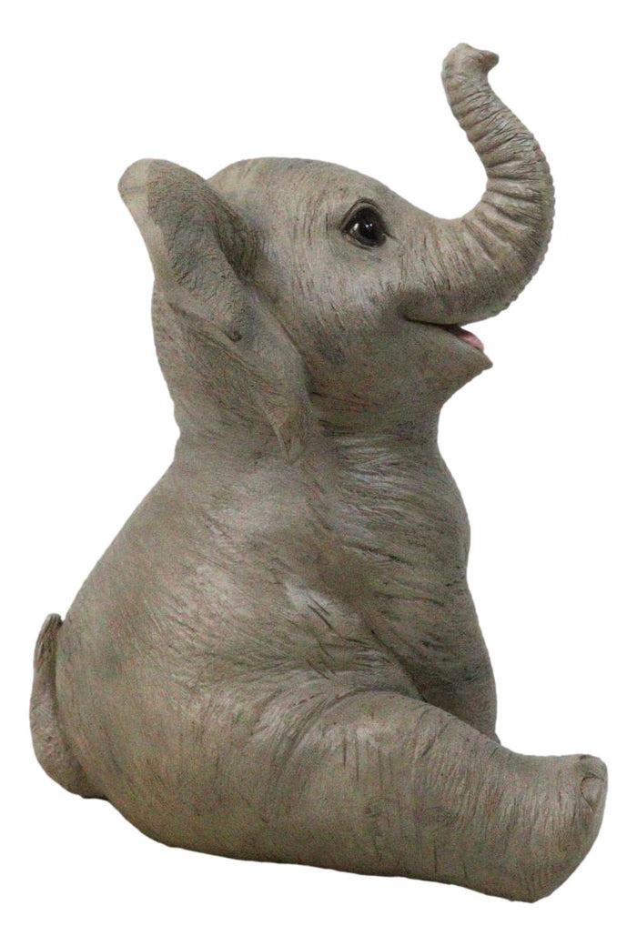 Ebros Gift Wildlife African Savanna Elephant Young Calf With Trunk Up Figurine 5"