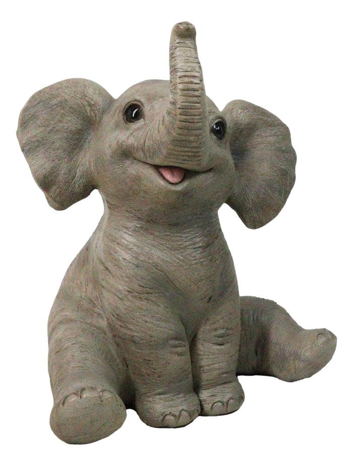 ebros gift Wildlife African Savanna Elephant Young Calf with Trunk Up Figurine 5"
