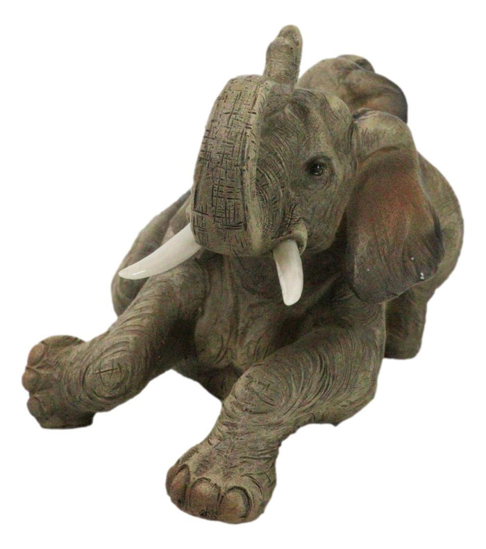 Ebros Gift Wildlife Jungle Play Safari Savanna Elephant Father And Calf Resting Figurine