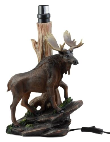 Ebros Gift Wildlife Nature Bull Moose Grand Elk Desktop Table Lamp With Nature Shade 20"H