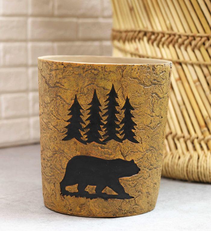 ebros gift Wildlife Rustic Black Bear Roaming Pine Trees Forest Waste Basket Dry Trash Bin
