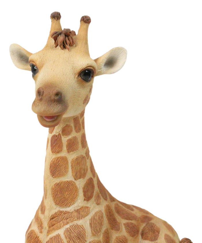 Ebros Gift Wildlife Safari Savannah Masai Giraffe Calf Sitting In Repose Figurine 5.75"H