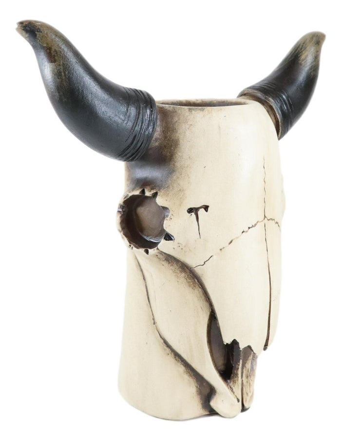 Ebros Gift Wildlife Southwestern Rustic Steer Ox Bull Cow Skull Vase Planter Decor Figurine