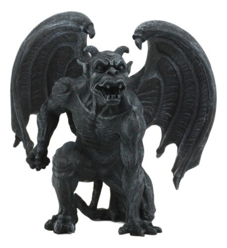 Ebros Gift Winged Horned Devil Gargoyle Statue 6.25" Tall Notre Dame Evil Warden Gargoyle