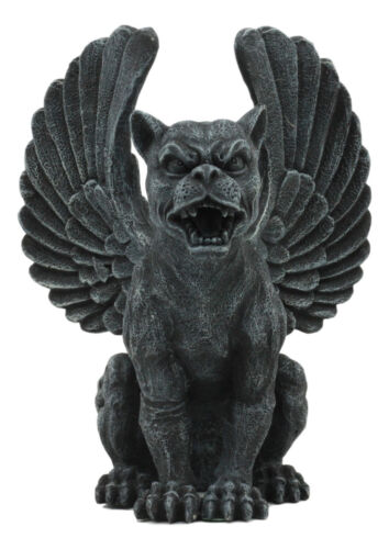 Ebros Gift Winged Lioness Gargoyle Statue 6.5"Tall Safari Giant Cat Feline Lion Notre Dame