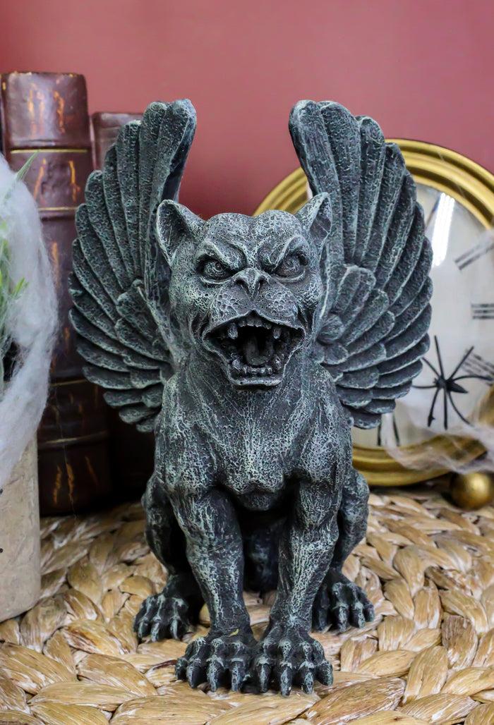 ebros gift Winged Lioness Gargoyle Statue 6.5"Tall Safari Giant Cat Feline Lion Notre Dame