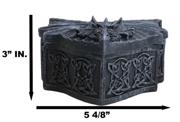 Ebros Gift Winged Mystic Dragon Pentagram With Celtic Knotwork Decorative Jewelry Box