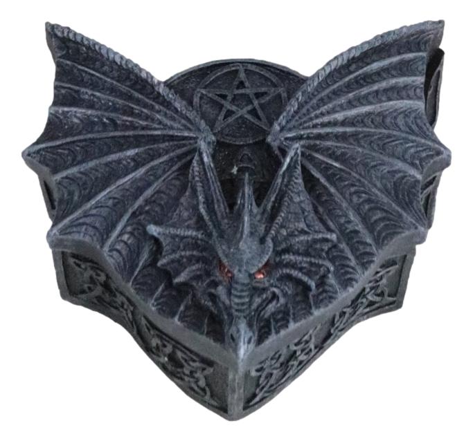 Ebros Gift Winged Mystic Dragon Pentagram With Celtic Knotwork Decorative Jewelry Box