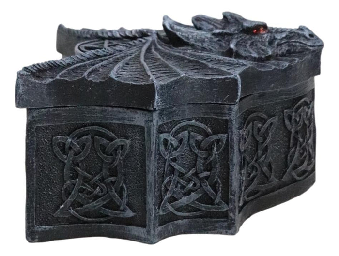 Ebros Gift Winged Mystic Dragon Pentagram With Celtic Knotwork Decorative Jewelry Box