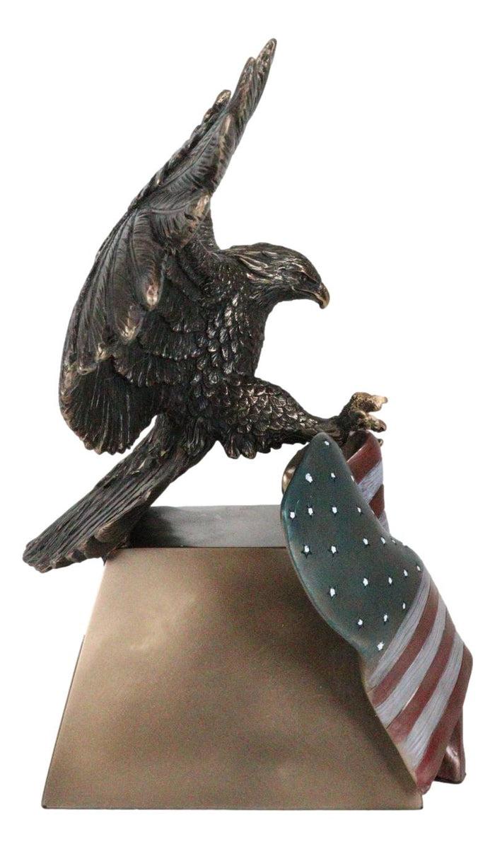 Ebros Gift Wings Of Glory Bald Eagle Clutching Star Spangled Banner American Flag Figurine