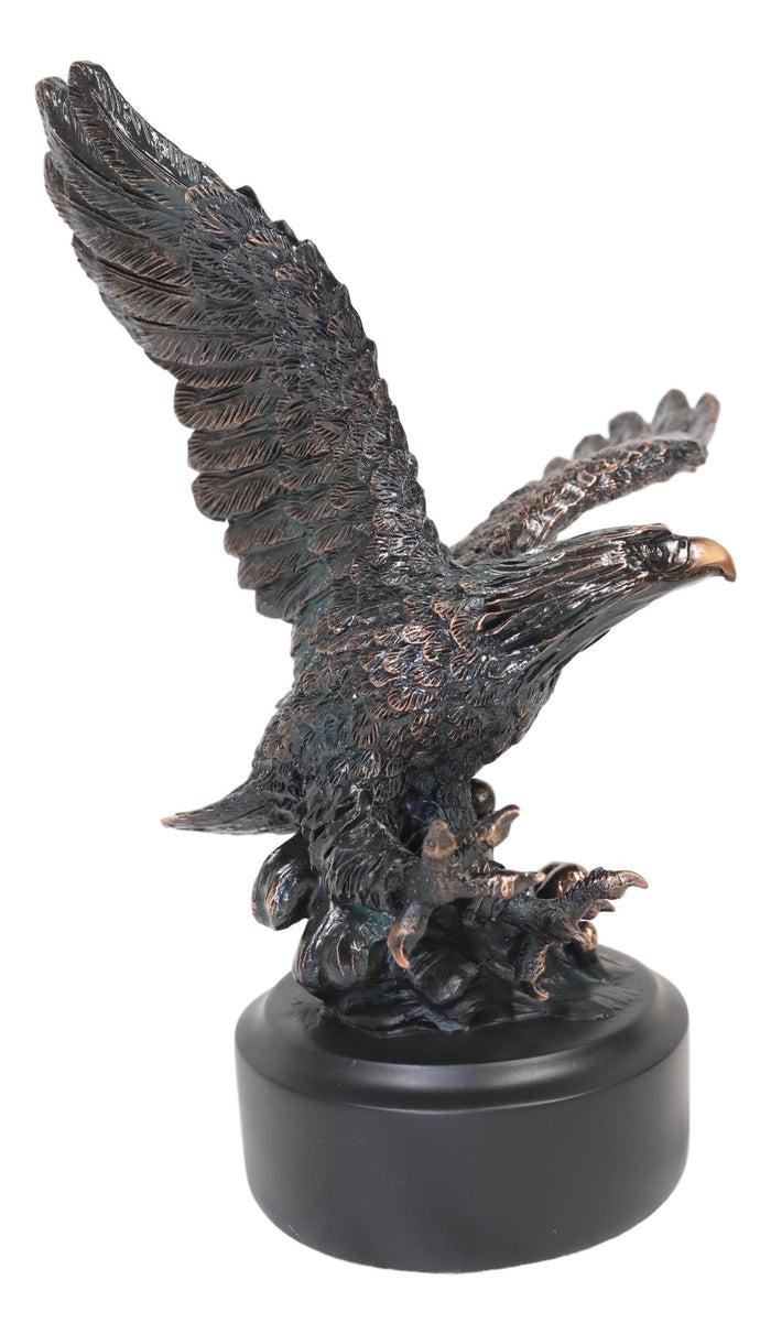 Ebros Gift Wings Of Glory Bald Eagle Swooping Over Stormy Ocean Waves Electroplated Statue