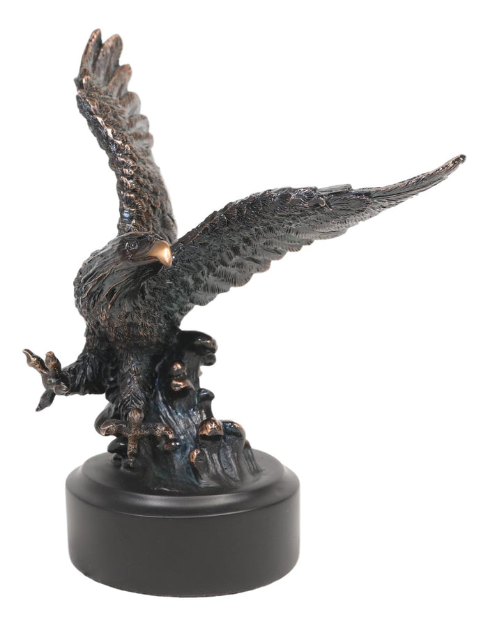 Ebros Gift Wings Of Glory Bald Eagle Swooping Over Stormy Ocean Waves Electroplated Statue