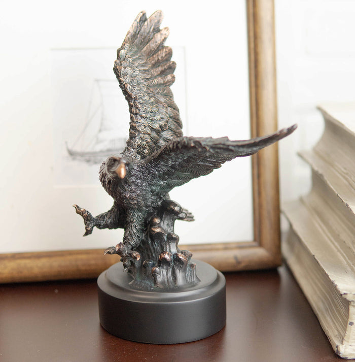 ebros gift Wings of Glory Bald Eagle Swooping Over Stormy Ocean Waves Electroplated Statue