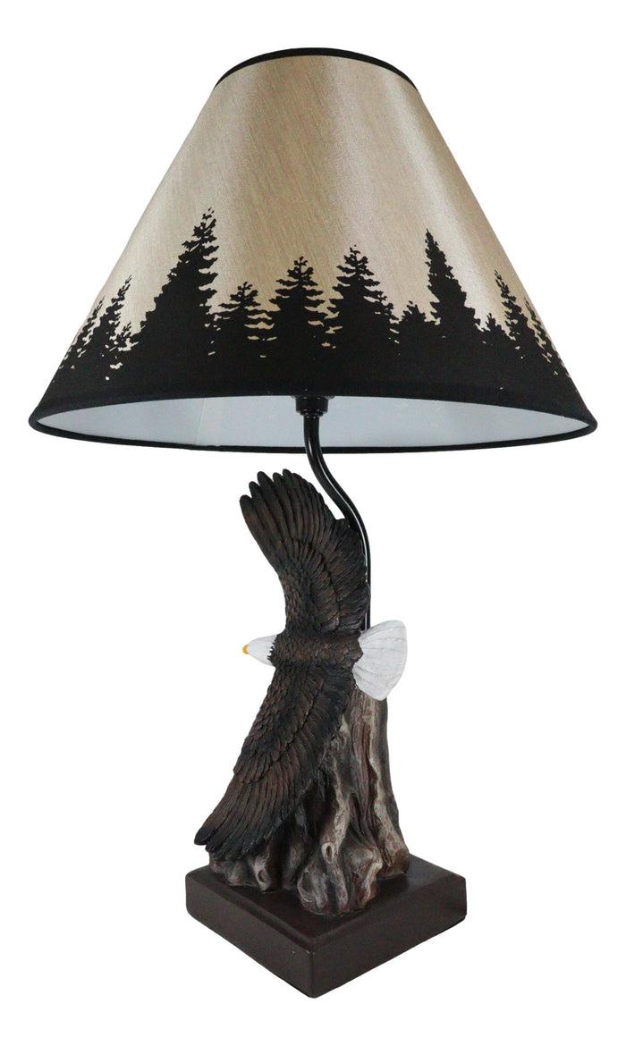 Ebros Gift Wings Of Glory Soaring Bald Eagle Table Lamp 20" Tall Patriotic Lighting Accent