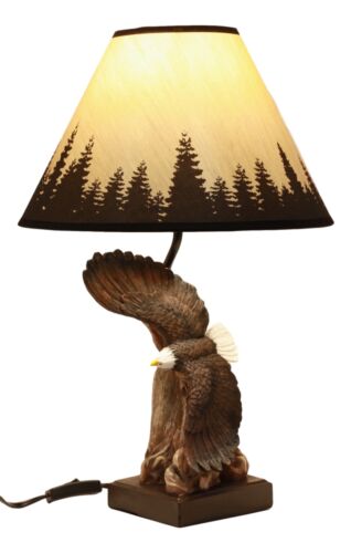 Ebros Gift Wings Of Glory Soaring Bald Eagle Table Lamp 20" Tall Patriotic Lighting Accent