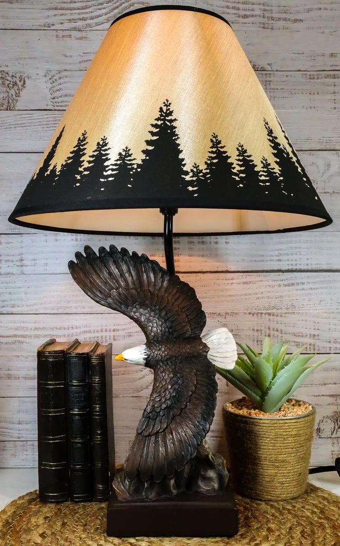 ebros gift Wings Of Glory Soaring Bald Eagle Table Lamp 20" Tall Patriotic Lighting Accent