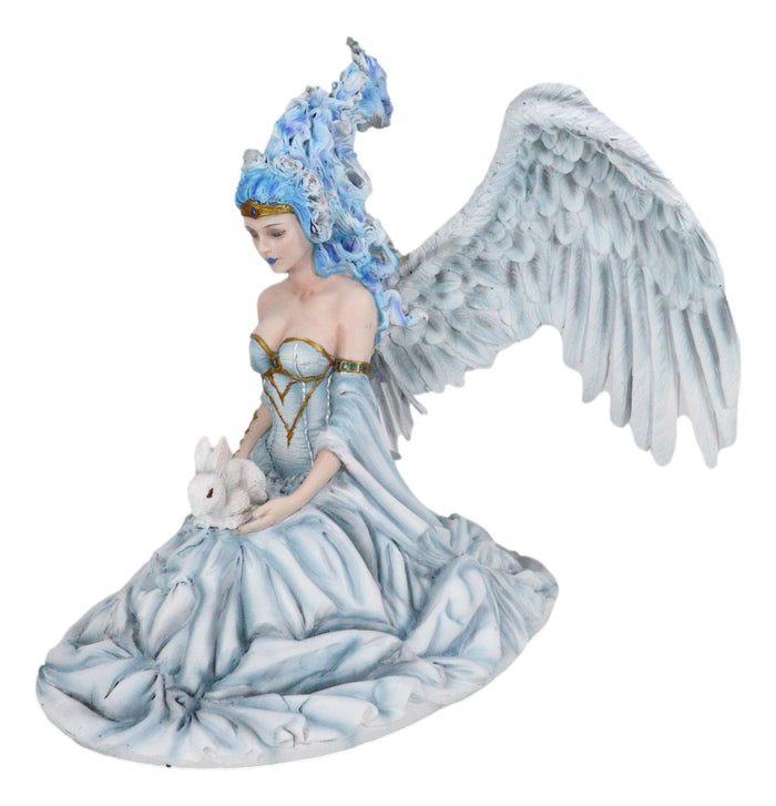 Ebros Gift Winter Fire Ice Fairy Angel Queen In Corset Gown With Bunny Rabbit Figurine