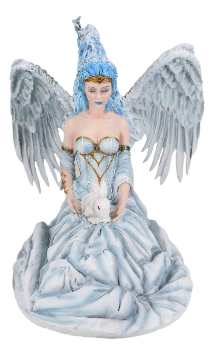Ebros Gift Winter Fire Ice Fairy Angel Queen In Corset Gown With Bunny Rabbit Figurine