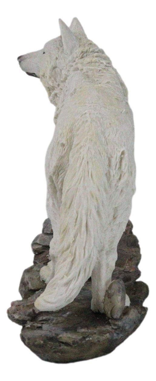 Ebros Gift Winter Forest Hunter Tundra Snow White Albino Wolf On The Prowl Figurine 11.5"L