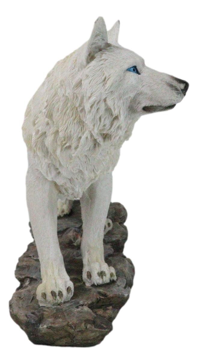 Ebros Gift Winter Forest Hunter Tundra Snow White Albino Wolf On The Prowl Figurine 11.5"L